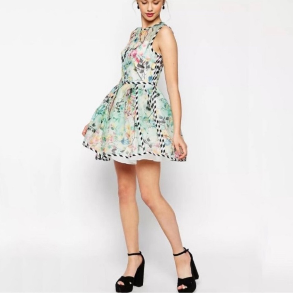 💐 Asos, Fun, Floral Sleeveless Party Dress Size 6